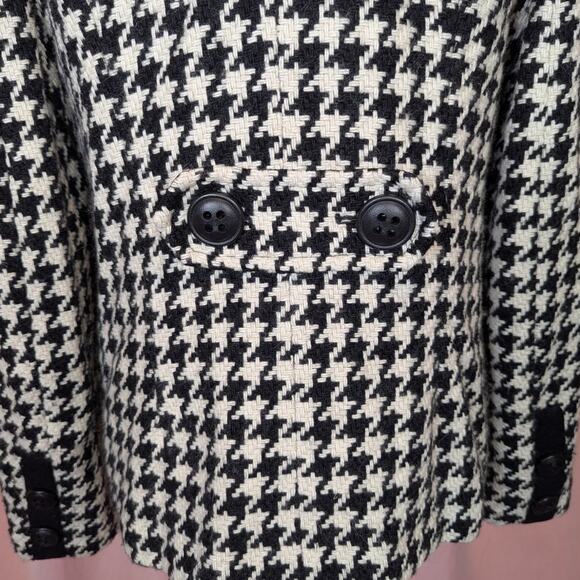 Giacca Houndstooth Wool Blend Coat Black and White Size Medium - Picture 14 of 16